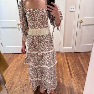 Small EDDY Dress in Green/Pink Floral 100% Cotton EUC